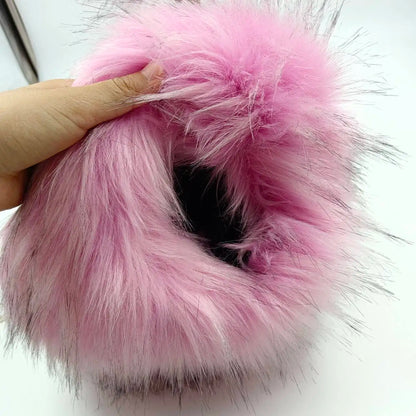 Fluffy Oversized Y2K Bucket Hat & Fur Bag