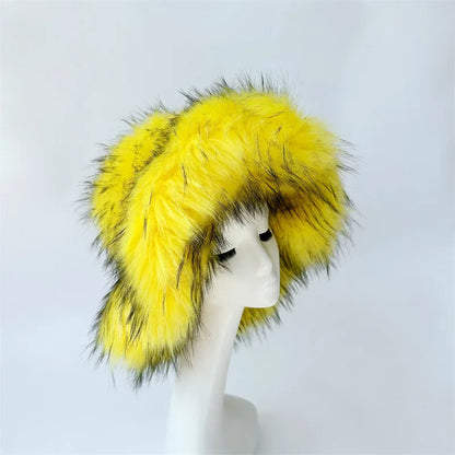 Fluffy Oversized Y2K Bucket Hat & Fur Bag