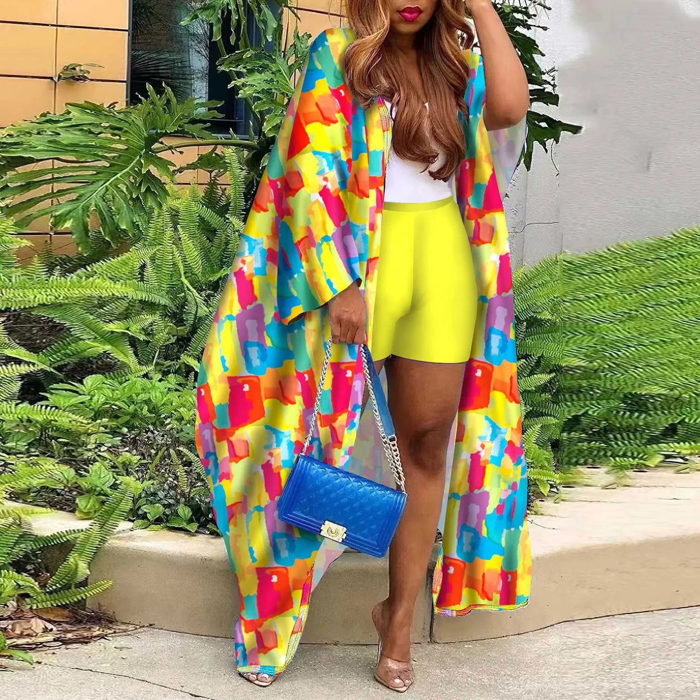 Bohemian Baca Long Cardigan Jacket and Shorts 2-piece Set