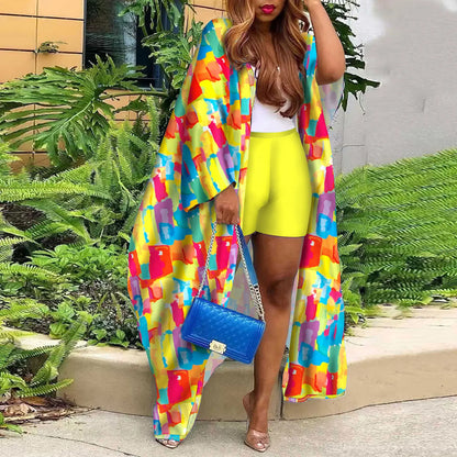 Bohemian Baca Long Cardigan Jacket and Shorts 2-piece Set