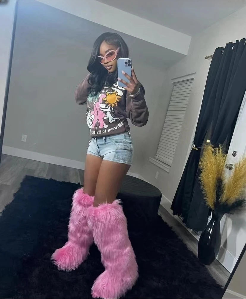 Luxe Knee High Fur Boots