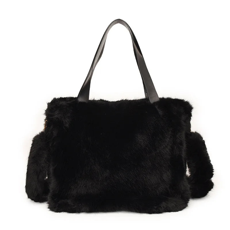 Luxe Plush Faux Fur Crossbody Tote