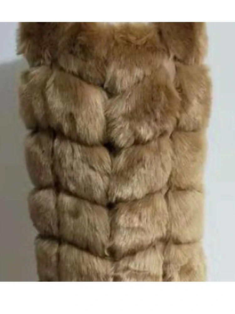 Long Faux Fox Fur Vest Jacket