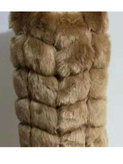 Long Faux Fox Fur Vest Jacket