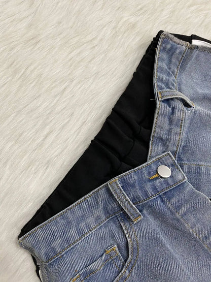 Denim Patchwork Loose Jogger Pants