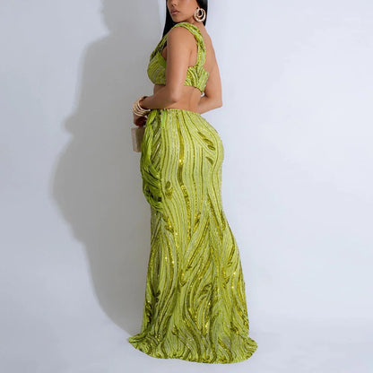 Elegant Maxi Two Piece Dress