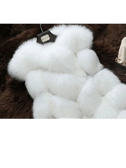 Long Faux Fox Fur Vest Jacket