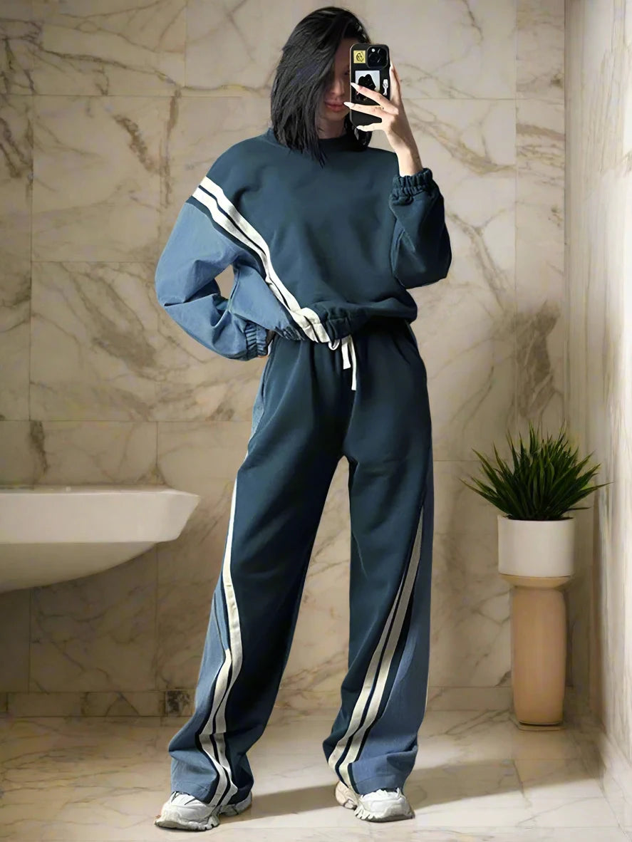 Casual Blue Patchwork Sets