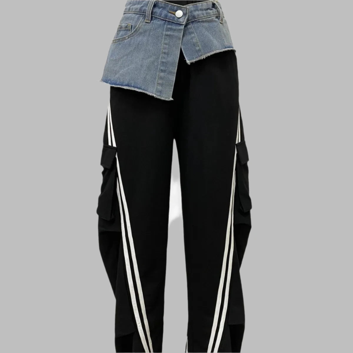 Denim Patchwork Loose Jogger Pants