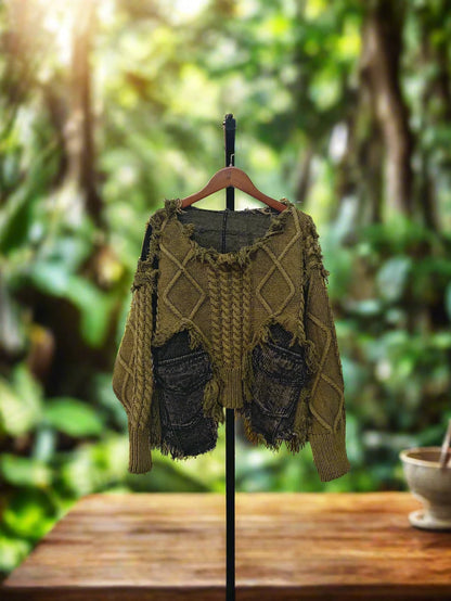 Vintage Denim Patchwork Sweater