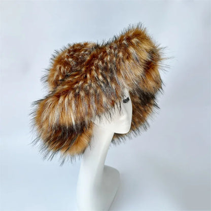 Fluffy Oversized Y2K Bucket Hat & Fur Bag