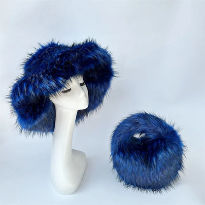Fluffy Oversized Y2K Bucket Hat & Fur Bag