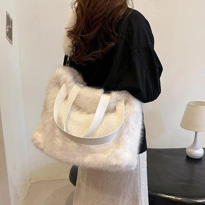 Luxe Plush Faux Fur Crossbody Tote