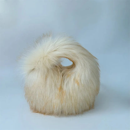 Fluffy Oversized Y2K Bucket Hat & Fur Bag