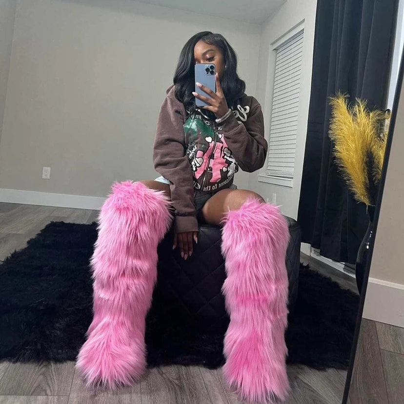 Luxe Knee High Fur Boots