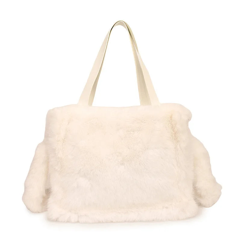 Luxe Plush Faux Fur Crossbody Tote