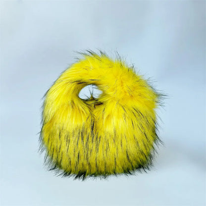 Fluffy Oversized Y2K Bucket Hat & Fur Bag