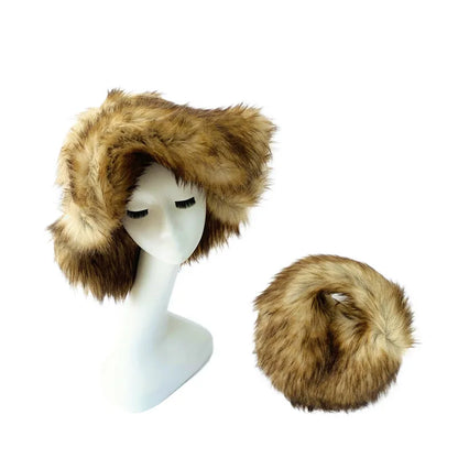 Fluffy Oversized Y2K Bucket Hat & Fur Bag