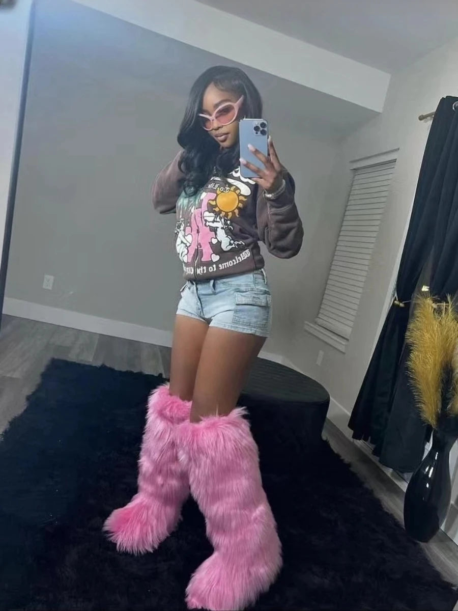 Luxe Knee High Fur Boots