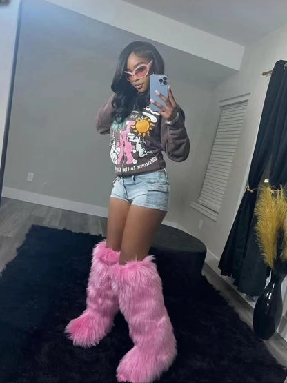 Luxe Knee High Fur Boots
