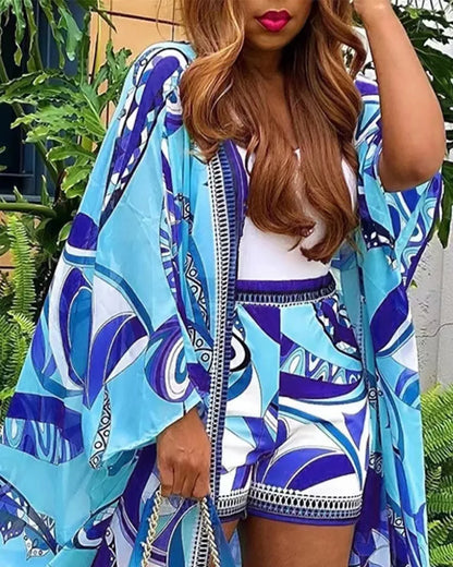 Bohemian Baca Long Cardigan Jacket and Shorts 2-piece Set