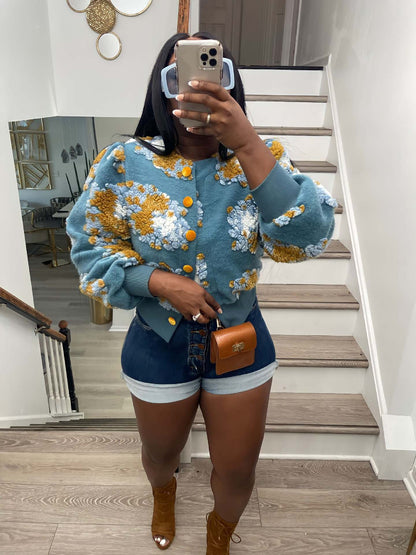 Buttercup Coat 3 Dimensional Floral Coat