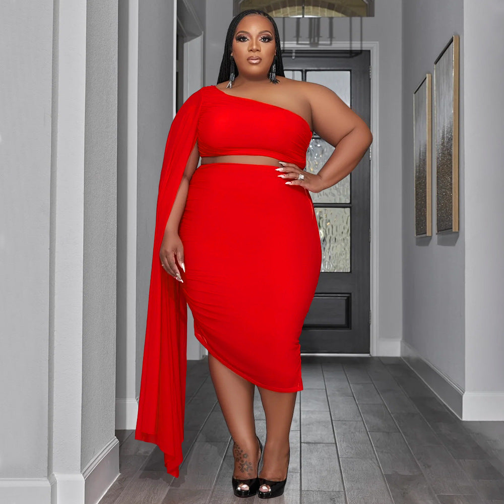 Diagonal Collar Wrinkle Two Piece Set