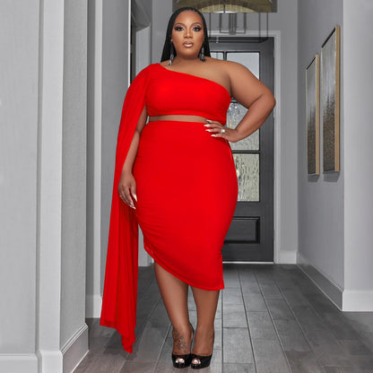 Diagonal Collar Wrinkle Two Piece Set