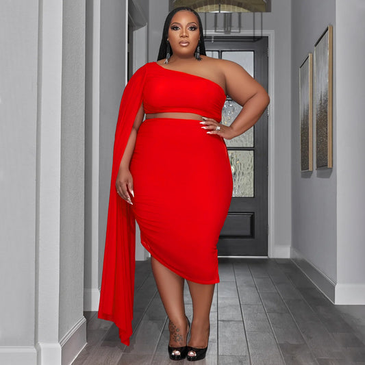 Diagonal Collar Wrinkle Two Piece Set