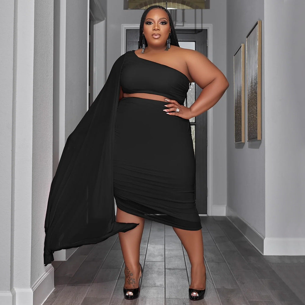 Diagonal Collar Wrinkle Two Piece Set