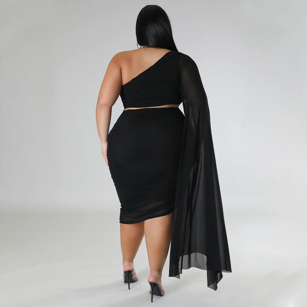 Diagonal Collar Wrinkle Two Piece Set