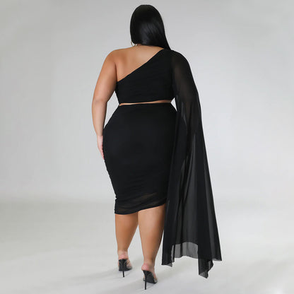 Diagonal Collar Wrinkle Two Piece Set