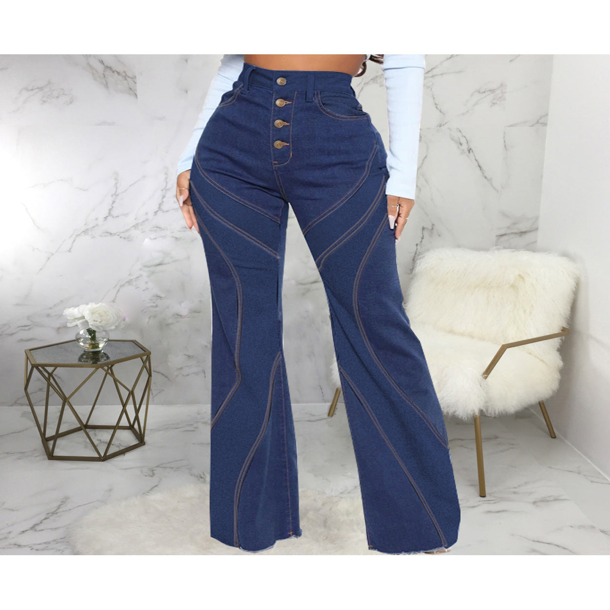 Exclusive Denim Stretch Bottom Pants