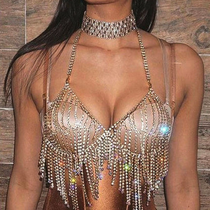 Diamond-Necklace Rhinestone Bra
