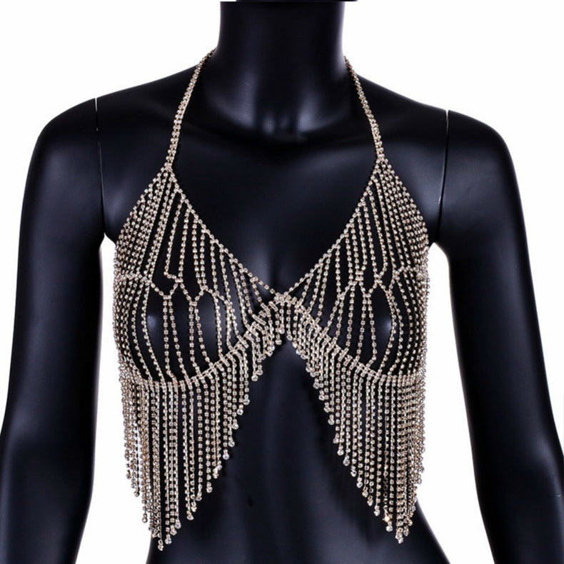 Diamond-Necklace Rhinestone Bra
