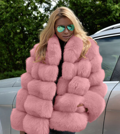 Faux Fur Mid Length Coat