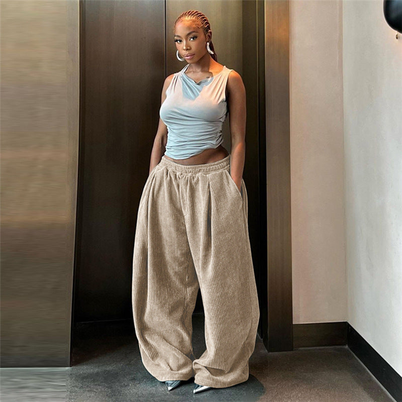 Street Shooting High Waist Loose Trousers