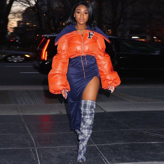 Letter Graphic Embroidery Coat