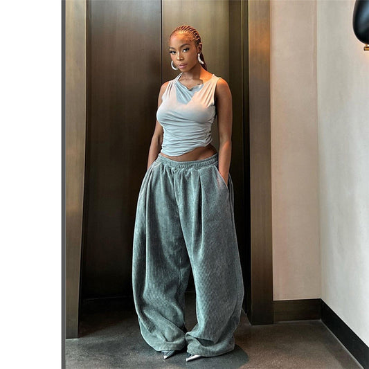 Street Shooting High Waist Loose Trousers