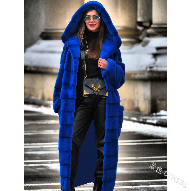 Plush Faux Hooded Fur Coat