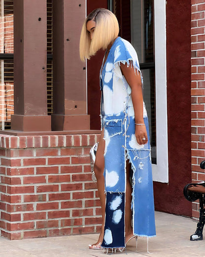 Stone Wash Denim Coat