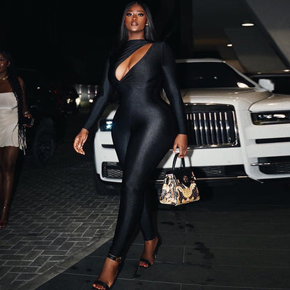 Solid Color  Cutout Jumpsuit