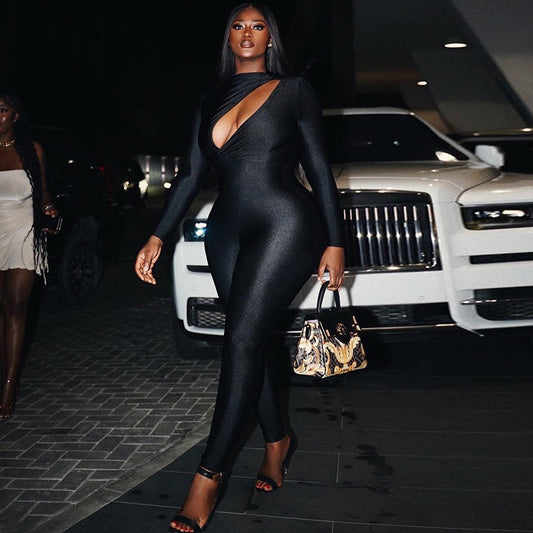 Solid Color  Cutout Jumpsuit