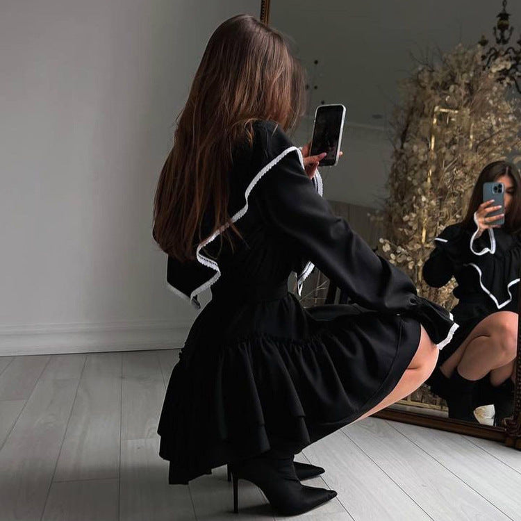 Ruffled Black Designer Dress