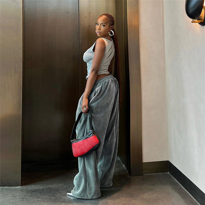 Street Shooting High Waist Loose Trousers