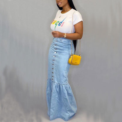 Flower Bomb Denim Skirt