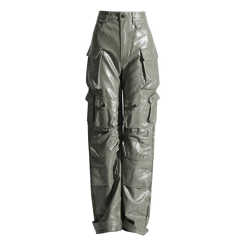Leather Straight Leg Pants