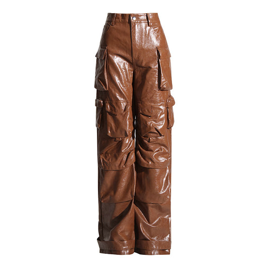 Leather Straight Leg Pants