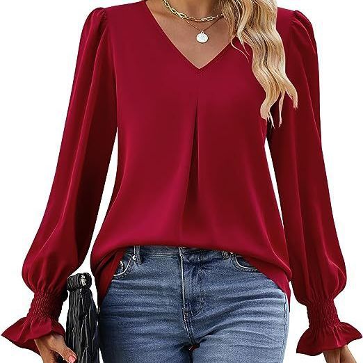 V Neck Pullover Long Sleeve Shirt
