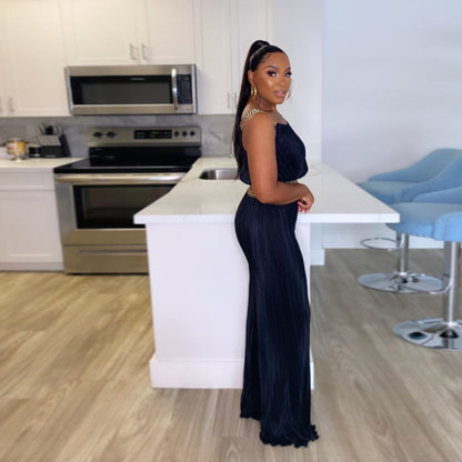 Popular Pleated Wide Leg Two Piece Set